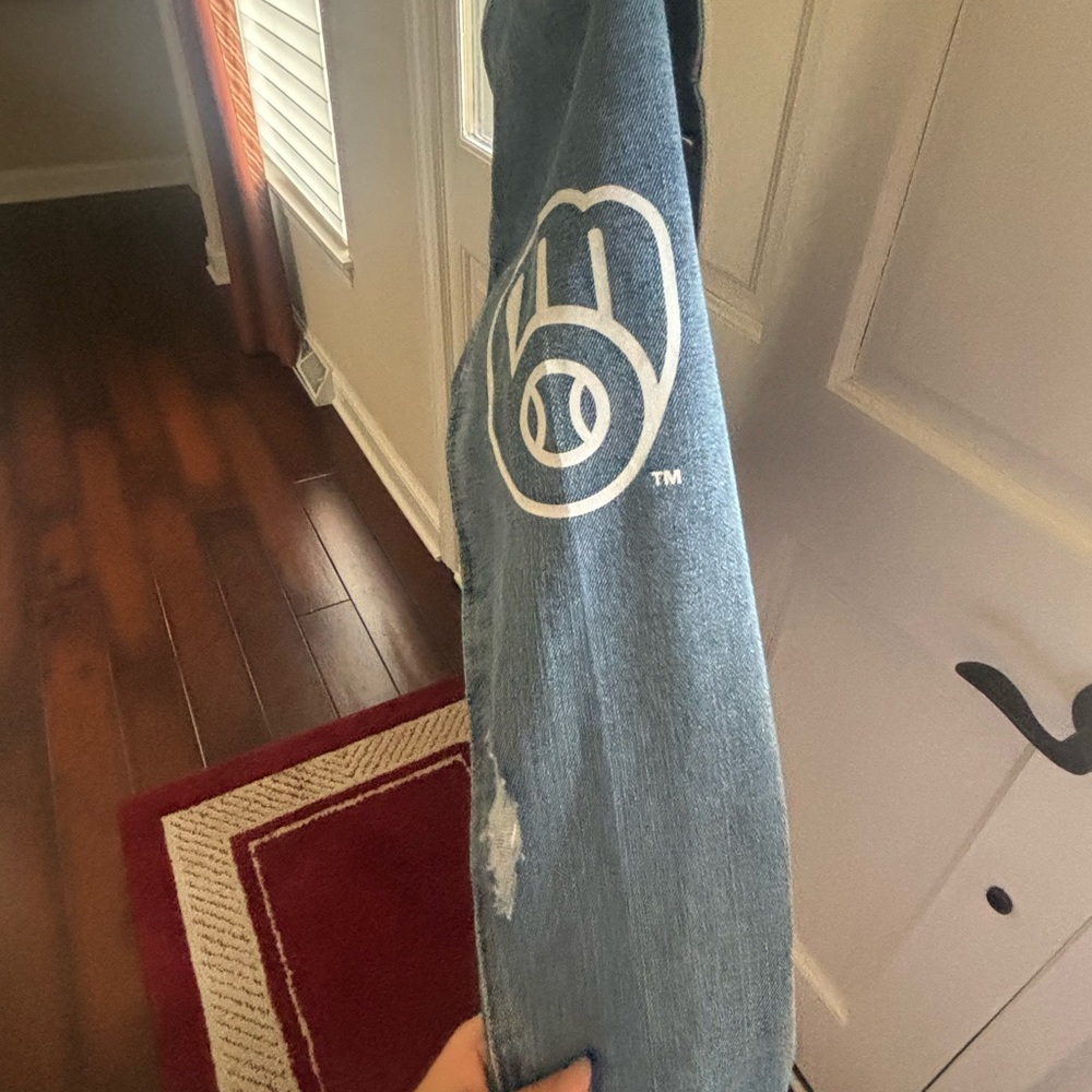 Distressed Denim Jacket With Patch - image 4